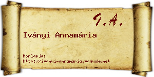 Iványi Annamária névjegykártya